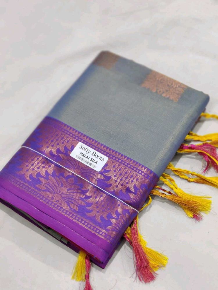 Softy Allover Boota Malai Silk Sare