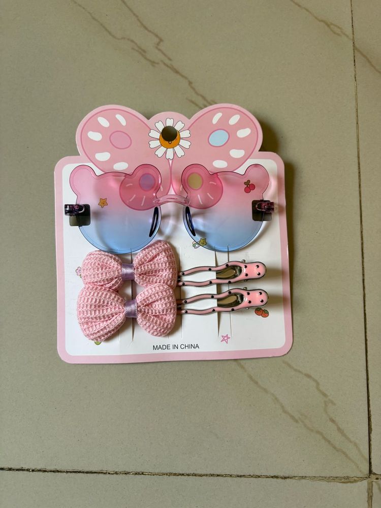 Cute Kids Sunglasses &amp; Hair Clips Set