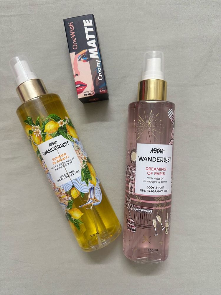 Nykaa Wanderlust Body Mists with lipstick freebie