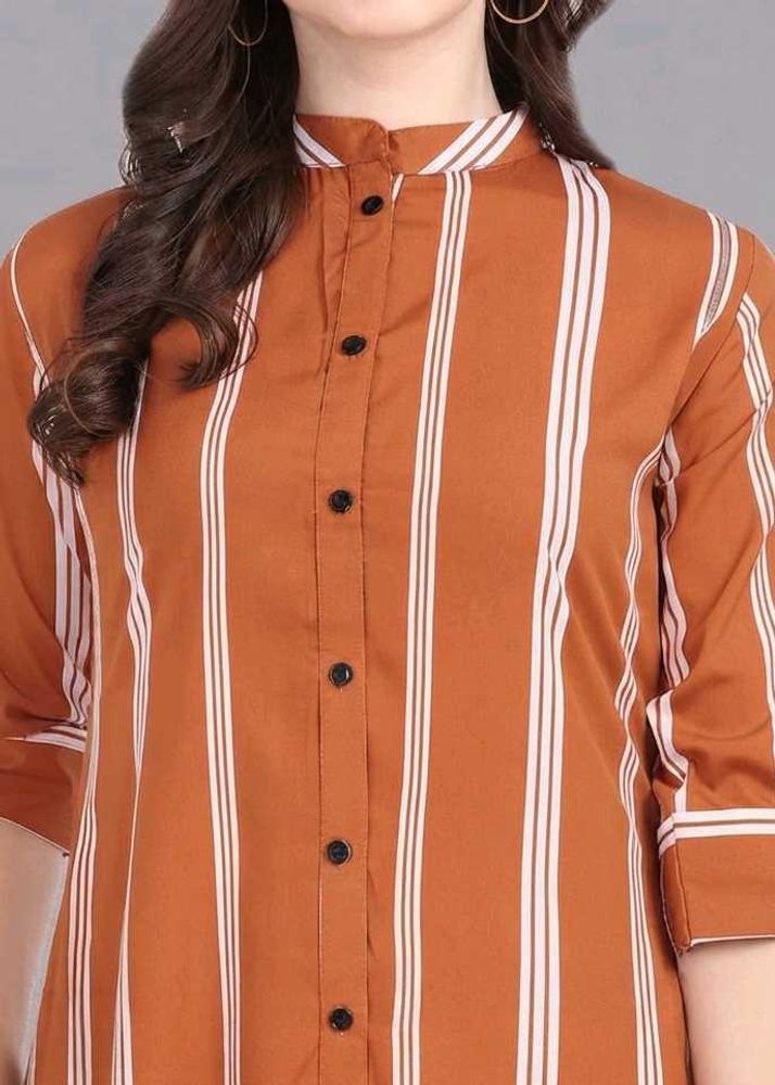 Preloved Chic Brown &amp; White Striped Kurta 🤎✨