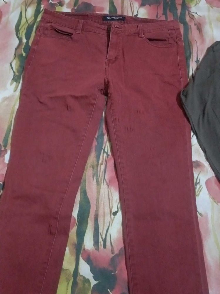 Burgundy Straight Fit Jeans