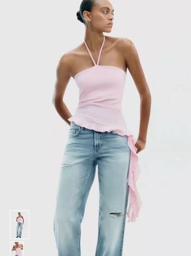 Elegant Halter Neck Ruffled Top