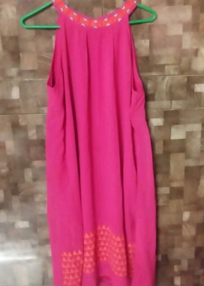 Bright Pink Halter Dress