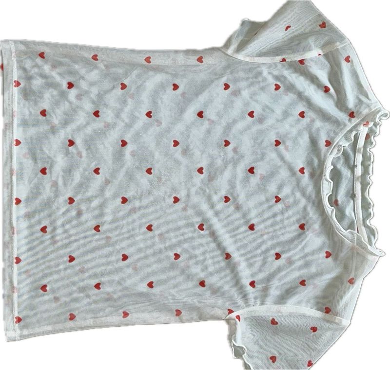 Sheer White Heart Print Top