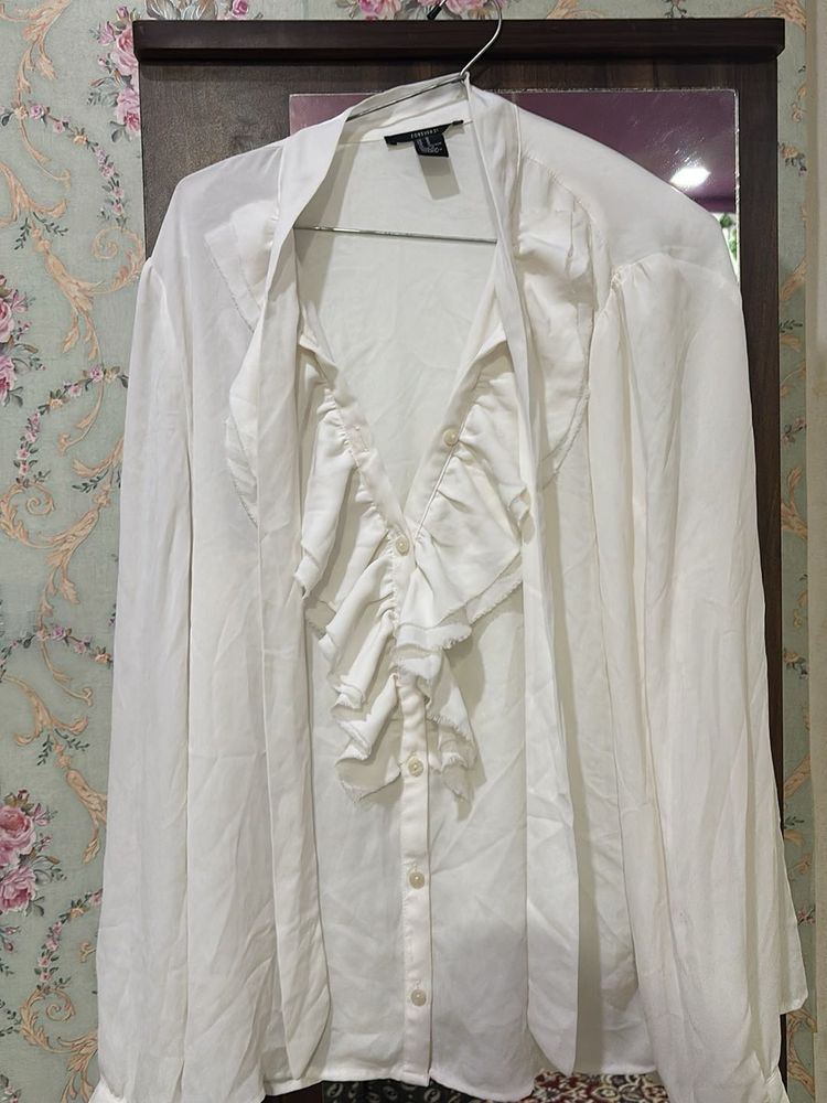 Sheer White Ruffle Blouse