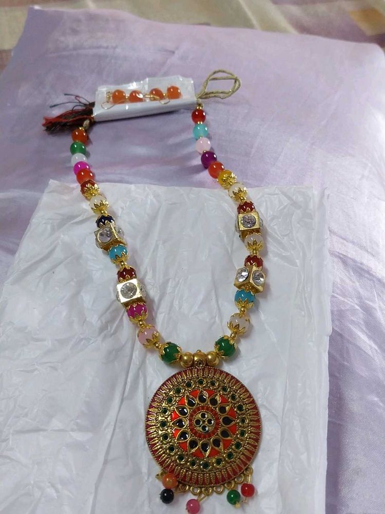 Boho Beaded Necklace Set with earrings