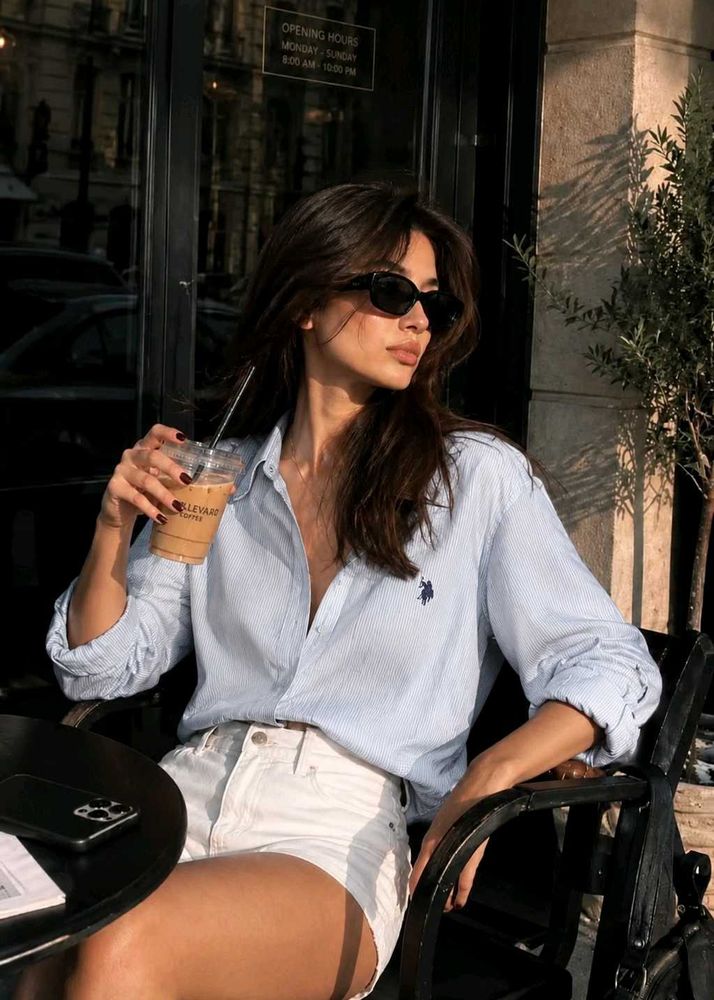 New with tag Light Blue Striped Button-Up Shirt