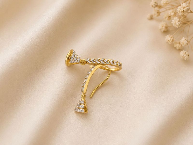 Elegant Gold &amp; Diamond Drop Earrings