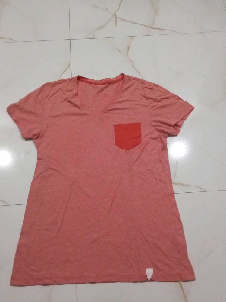 Coral Pocket Tee