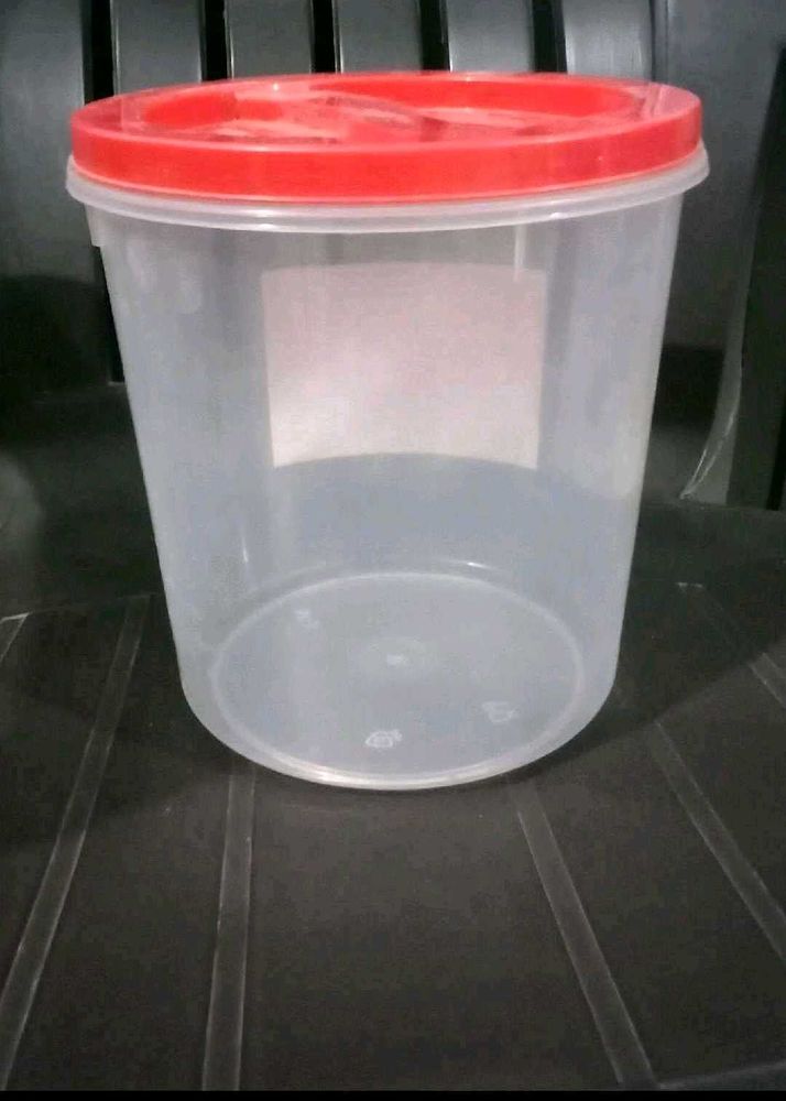 Plastic Storage Container with Red Lid