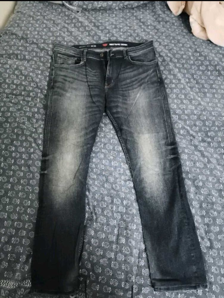 Red Tape Men's Grey Washed Denim Jeans, size-36