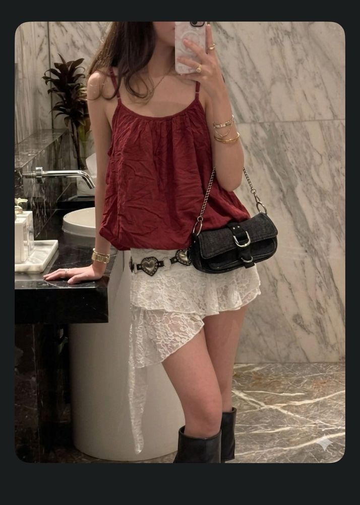 red boho top