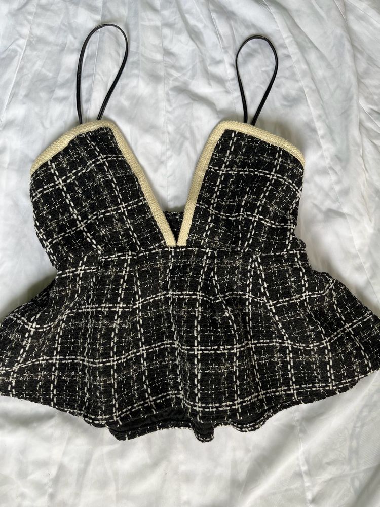 Chic Tweed Peplum Top