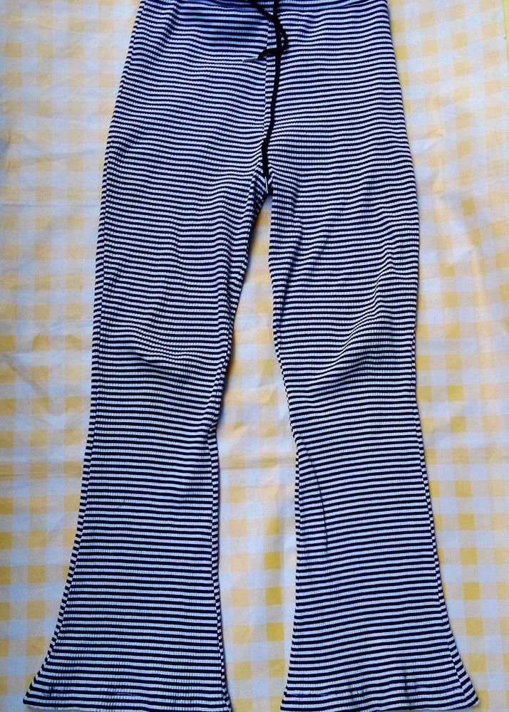 Striped flared trousers