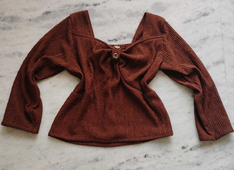 pretty brown square neck top