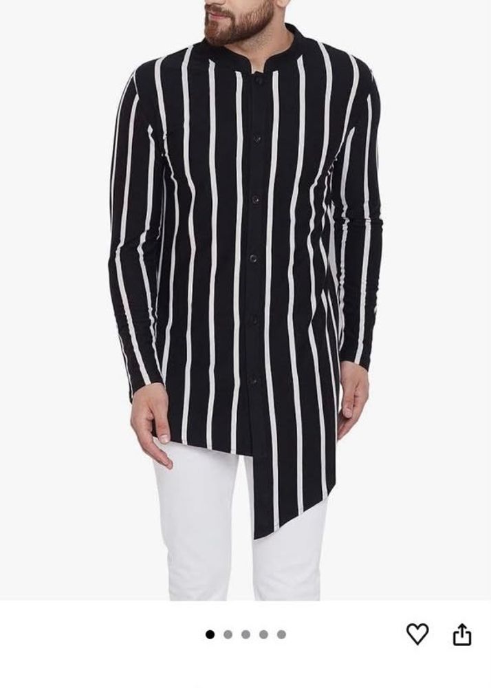 Black &amp; White Striped Tunic Top