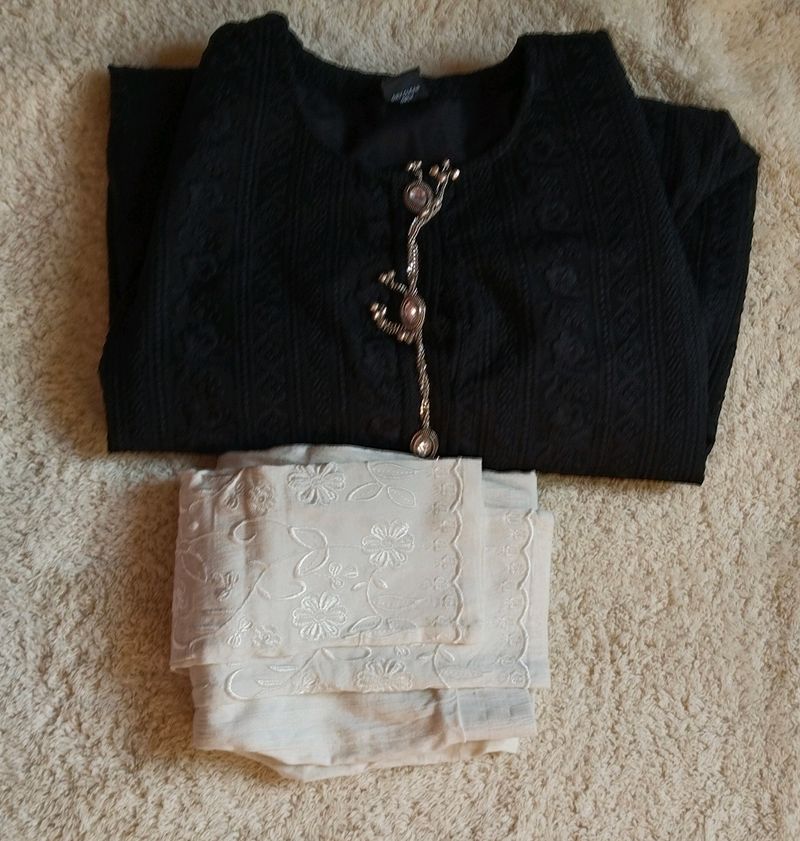 Black And White Kurta Set