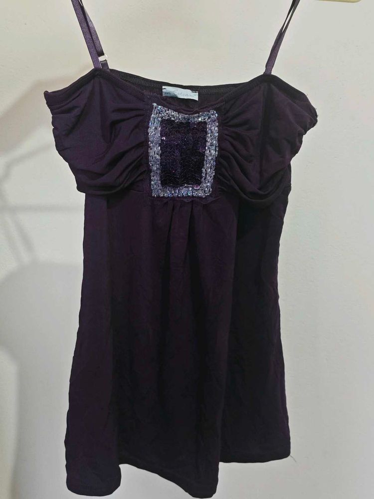 Elegant Purple Embellished Top