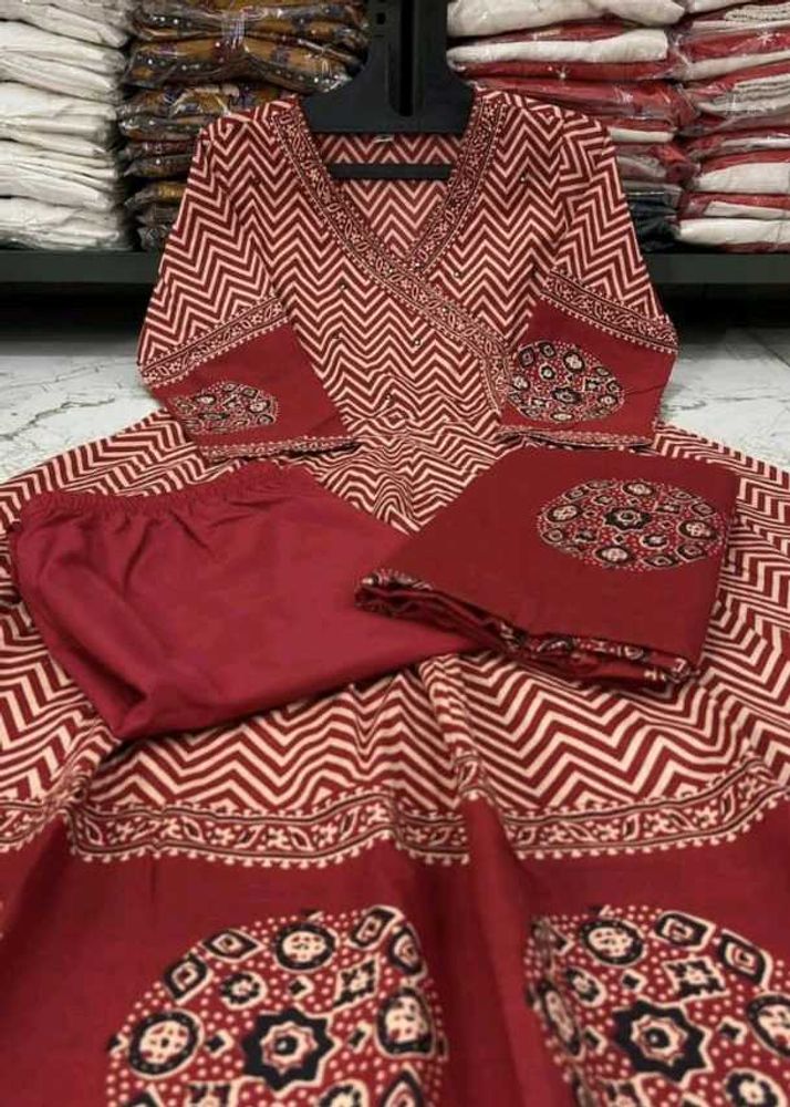 Maroon Ethnic Kurta Set with Pants Only M Size