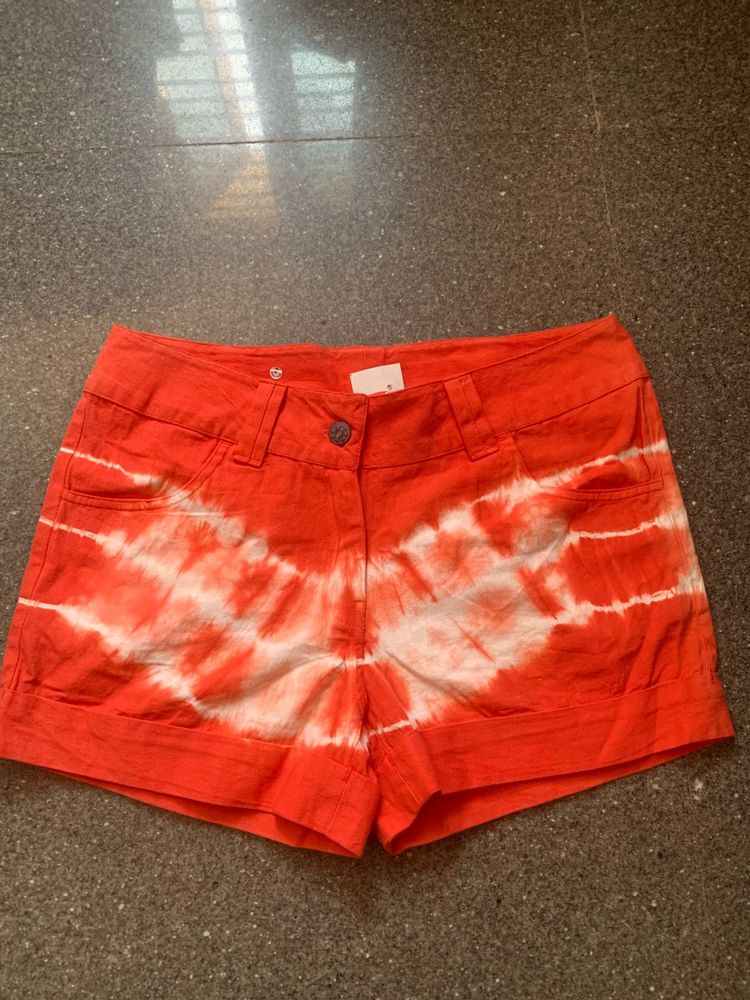 Tie-Dye Orange Women's Shorts