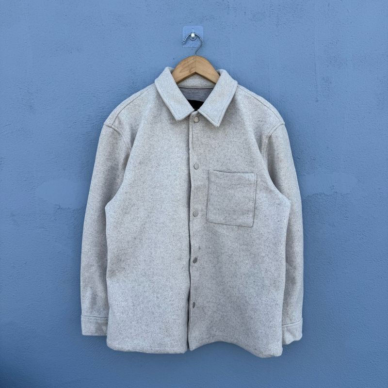 Beige Wool Blend Overshirt Jacket