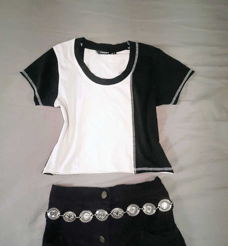 Color Block Crop Top