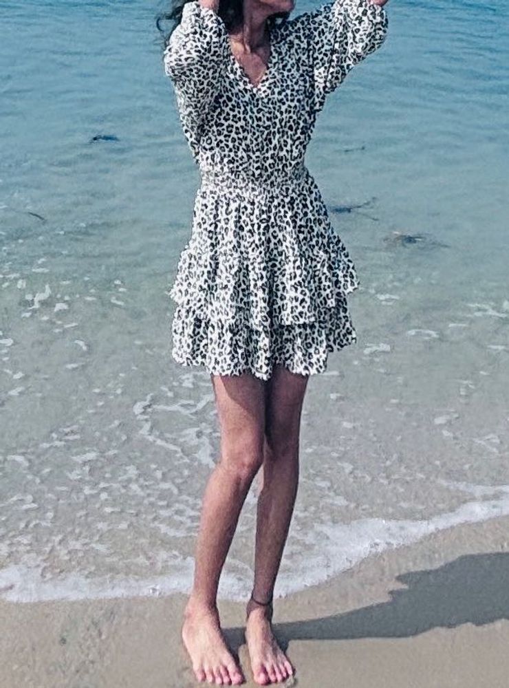 Leopard Print Tiered Mini Dress