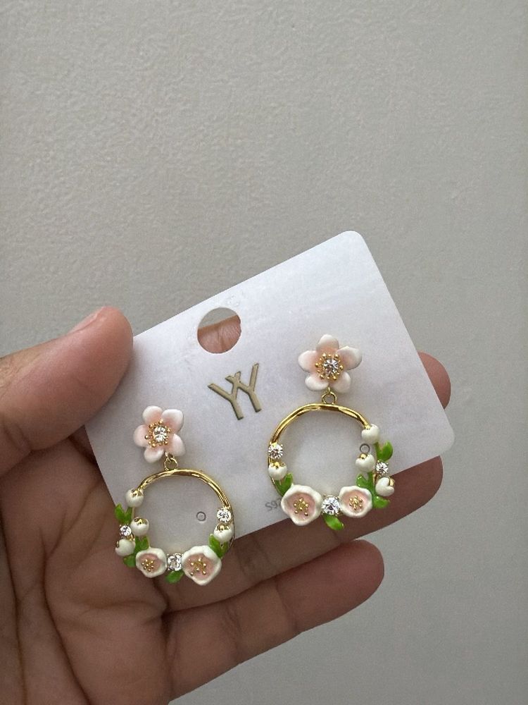 Cute Floral Hoop Earrings