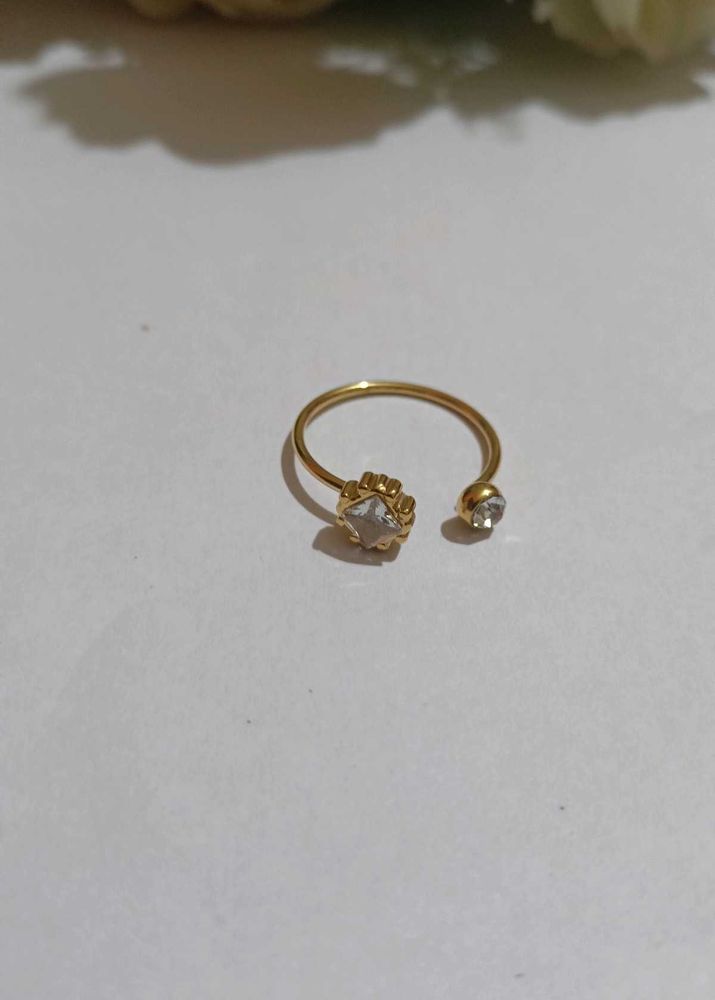 Delicate Gold Open Ring with Clear Stone