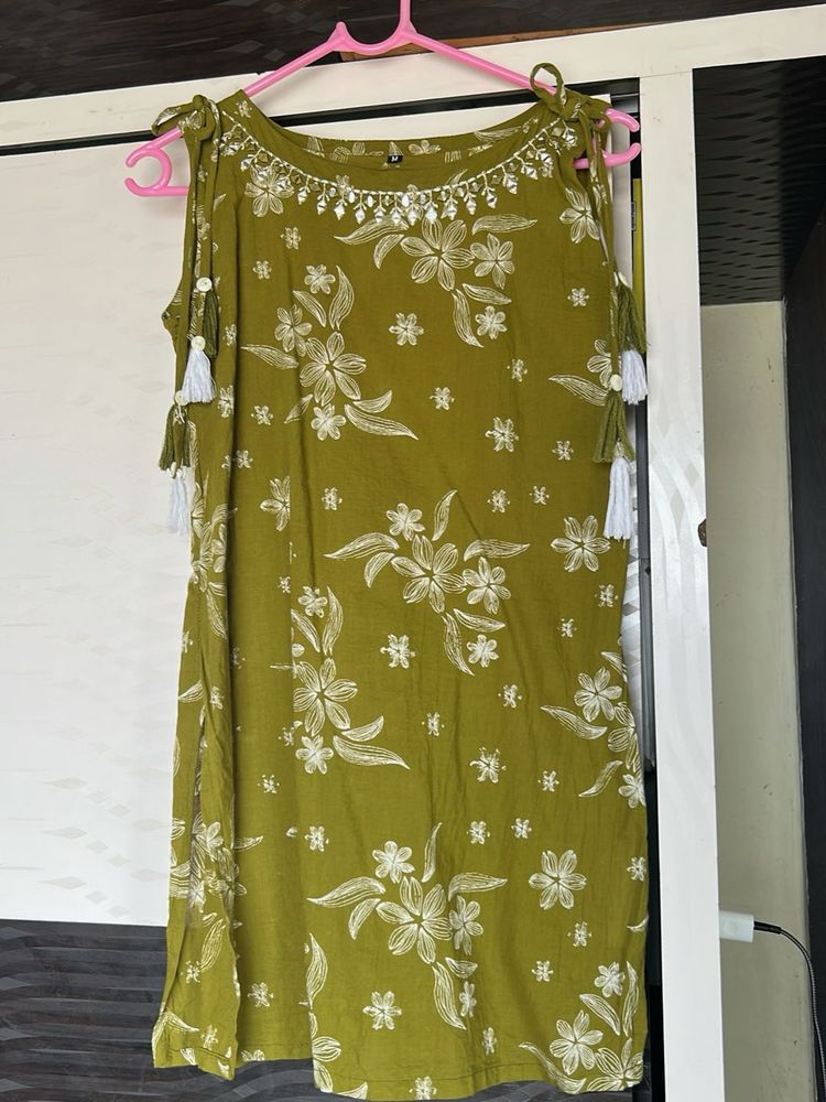 Olive Green Floral Dress