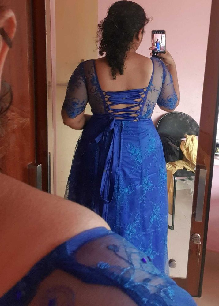 Blue Backless Gown