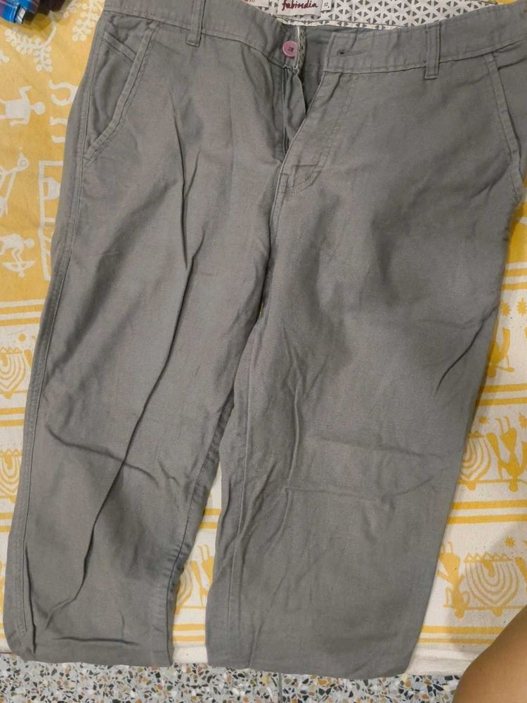 100% cotton Fab India Grey Trousers for Men