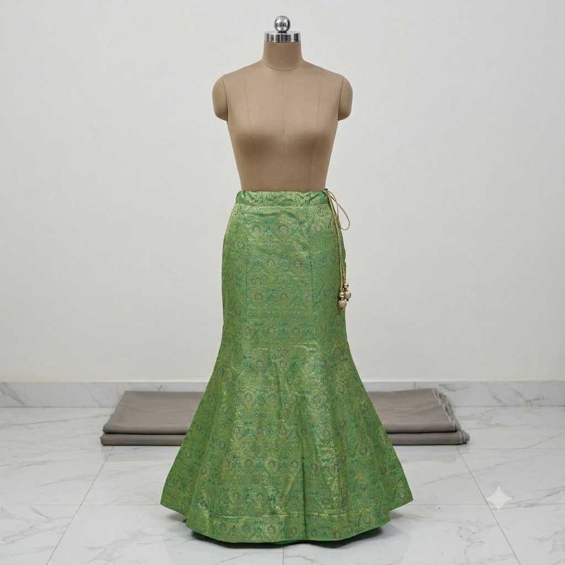 Vibrant Green Brocade Ethnic Skirt