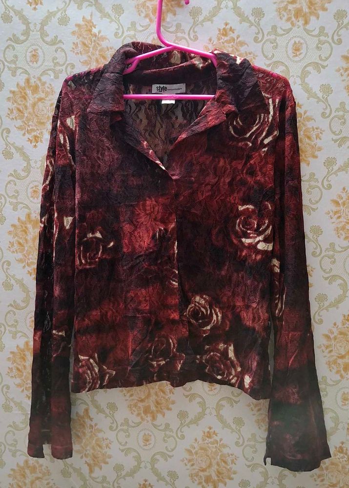 Vintage Floral Print Blouse