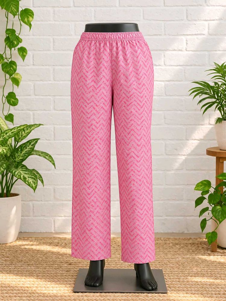 Pink Chevron Print Palazzo Pants