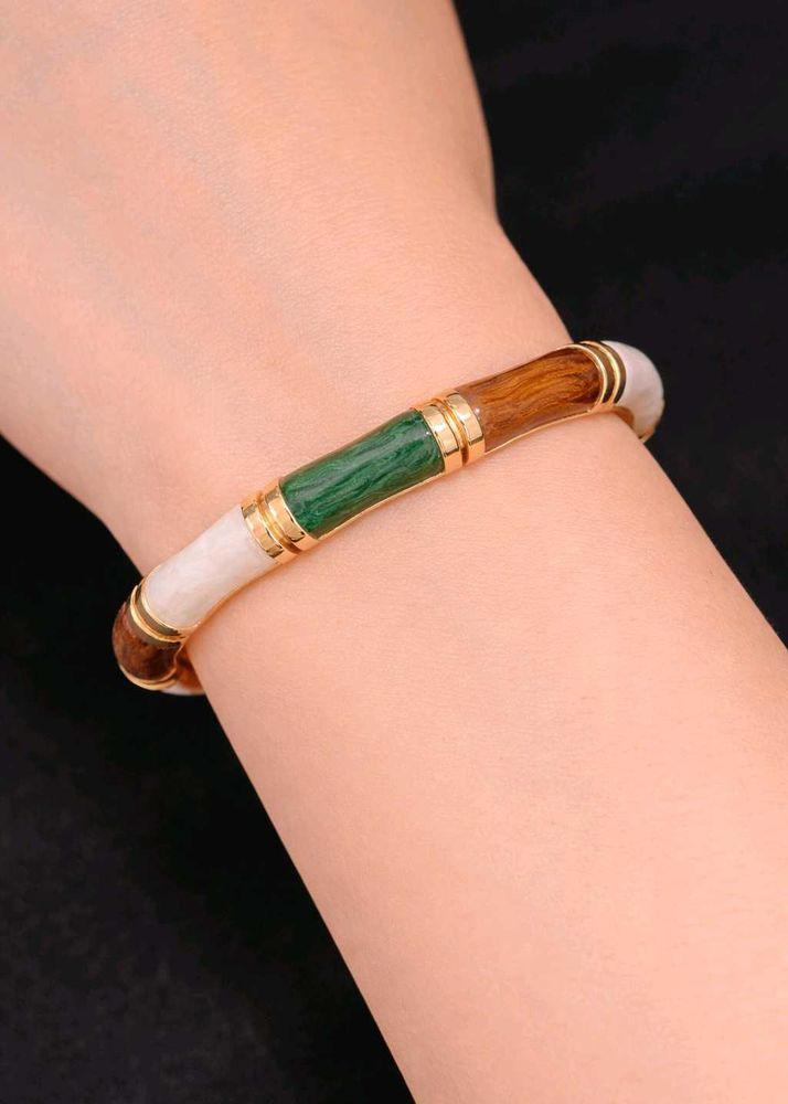 Unique Gemstone &amp; Wood Bangle