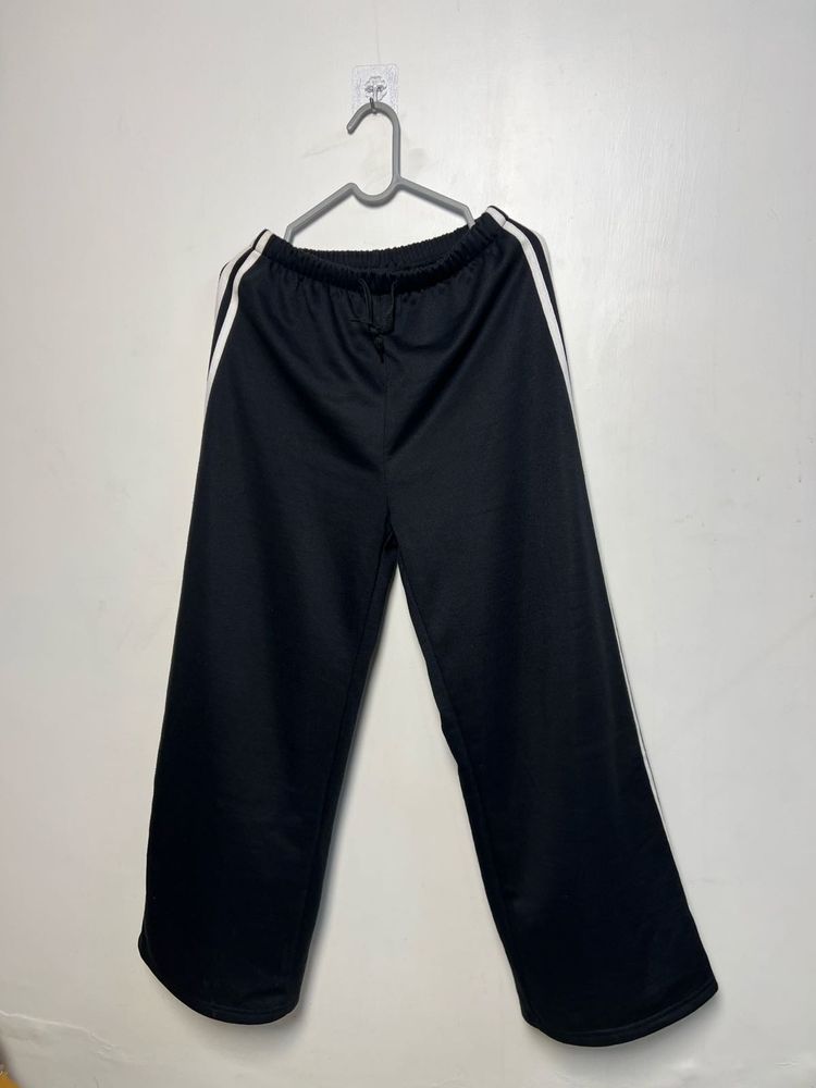 Black Track Pants with White Stripes