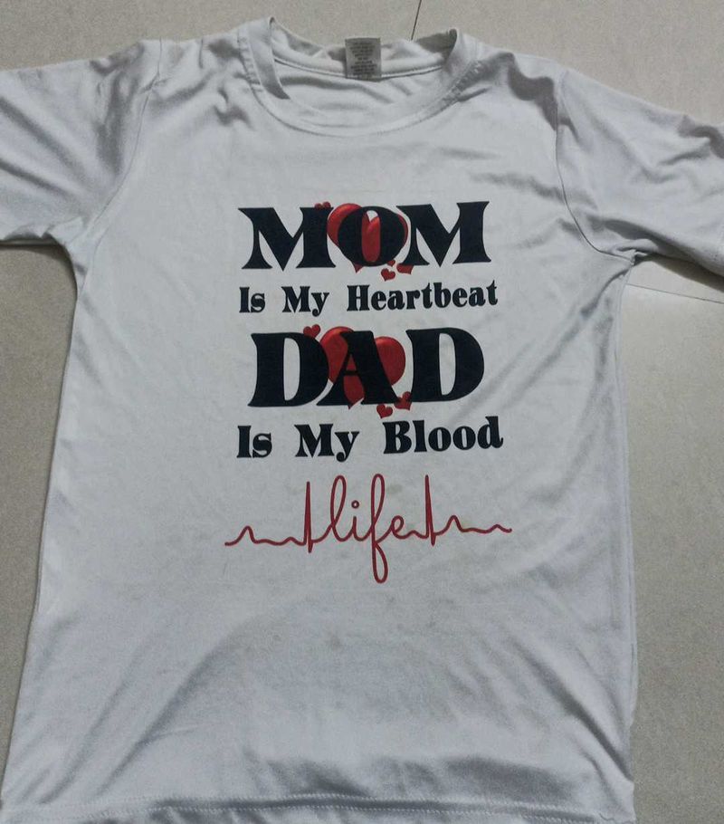 White Mom Dad Heartbeat T-Shirt