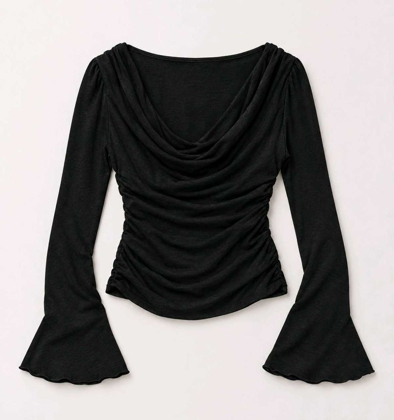 Chic Ruched Cowl Neck Top