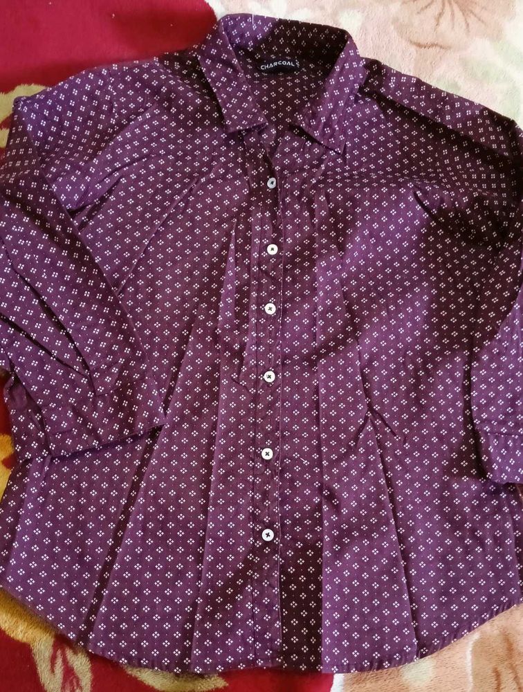 Classic Purple Micro Dot Button-Up Shirt