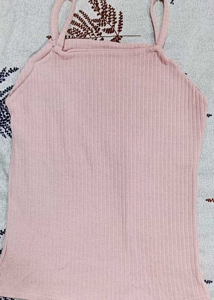 Pink Ribbed Camisole Top