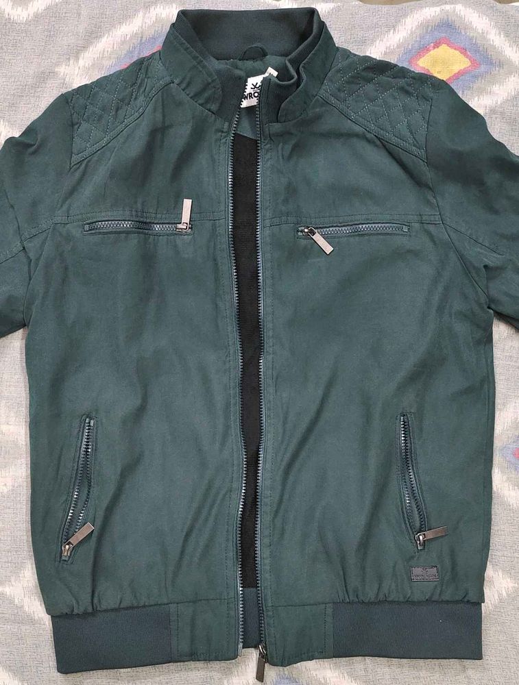 Stylish Men's Dark Green Bomber Jacket