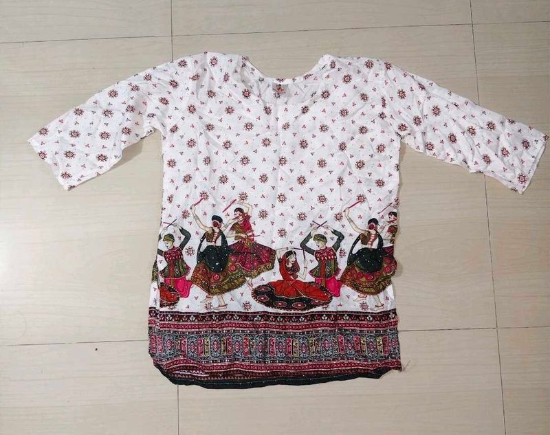 White Printed Ethnic Kurti/Tunic