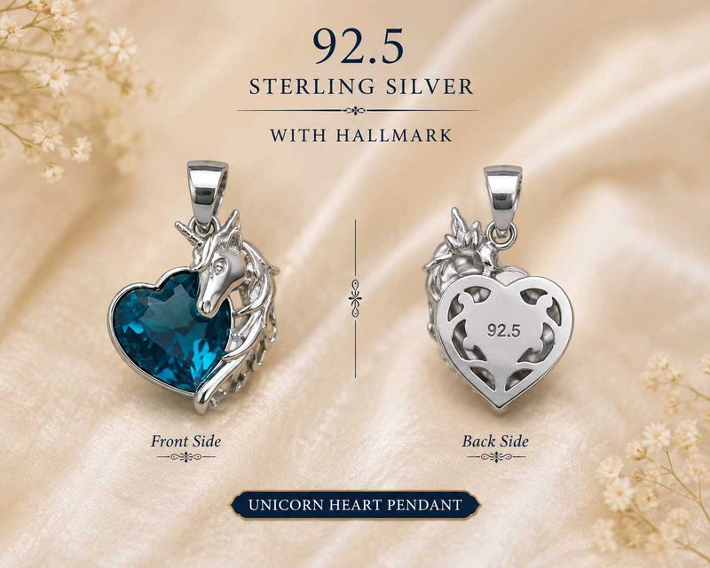 Sterling Silver Unicorn Heart Pendant