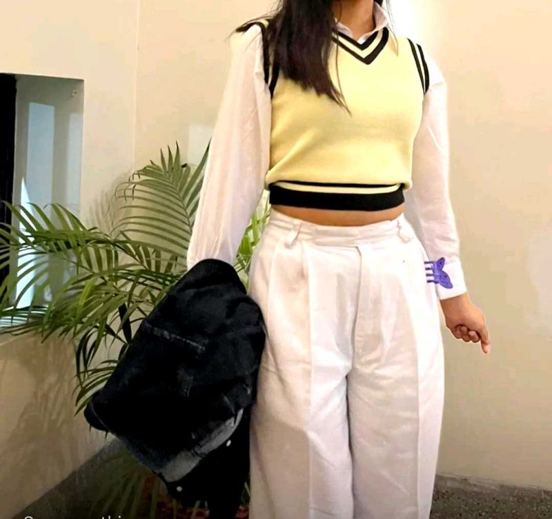 Vintage Style Sweater Vest and Shirt Set