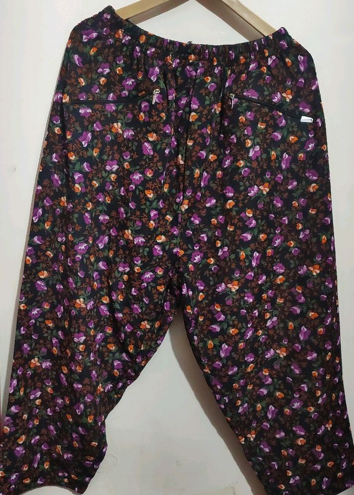 Multi Floral Print Winter Pyjama Or Lower 32 Waist