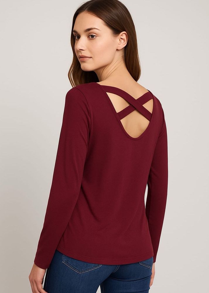 Burgundy Long Sleeve Top