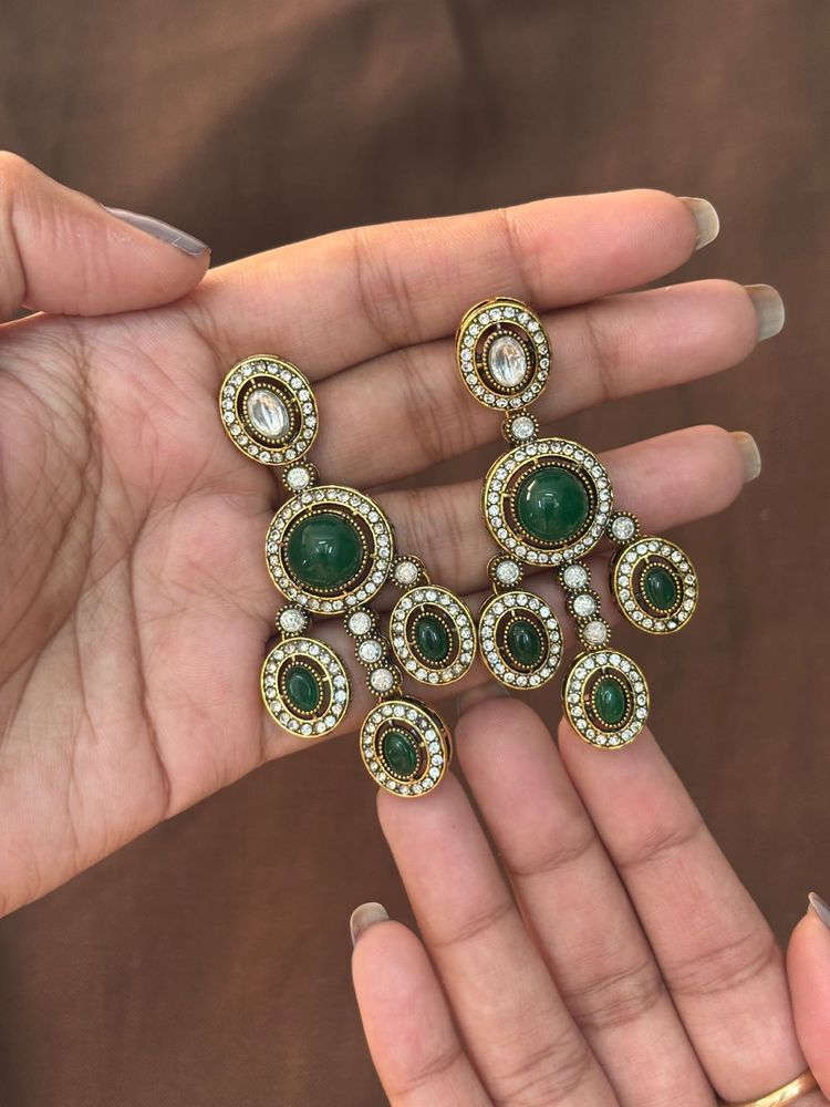 Stunning Green Stone Dangle Earrings
