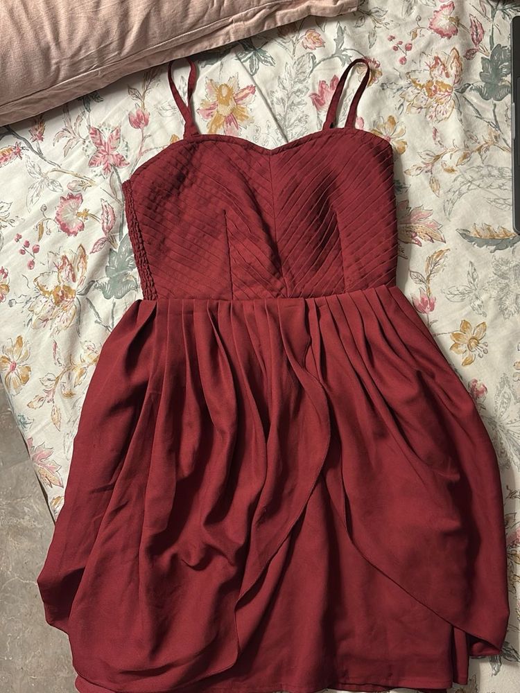 Burgundy Skater Mini Dress
