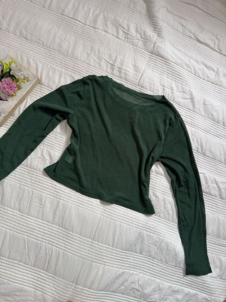 Sheer Green Long Sleeve Top